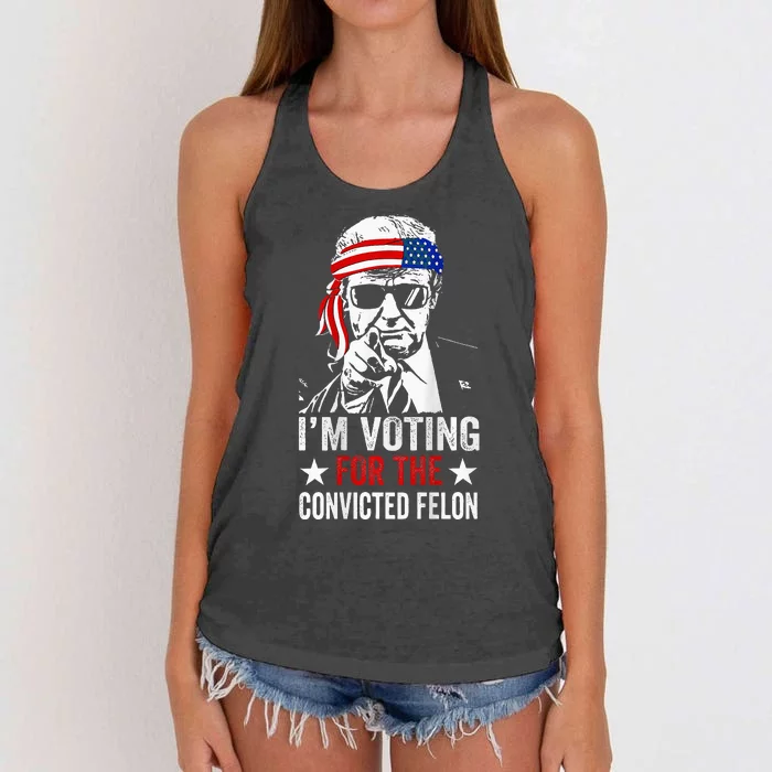 Trump 2024 Patriotic IM Voting Convicted Felon Women's Knotted Racerback Tank