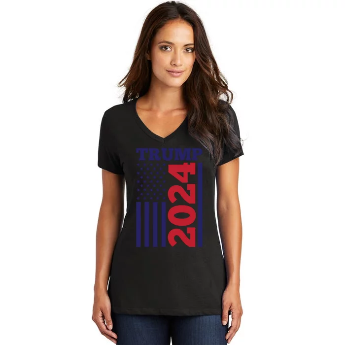 Trump 2024 Patriotic Graphics Women's V-Neck T-Shirt