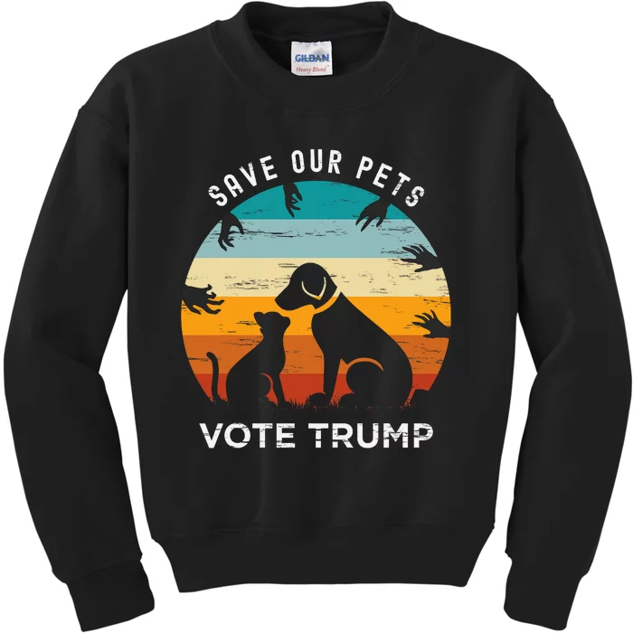 Trump 2024 President Save Our Pets Animals Dogs Cats Ducks Kids Sweatshirt