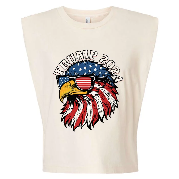 Trump 2024 Patriotic Eagle Sunglasses American Flag Garment-Dyed Women's Muscle Tee