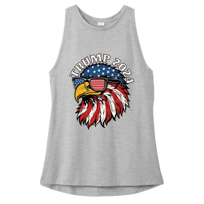 Trump 2024 Patriotic Eagle Sunglasses American Flag Ladies Tri-Blend Wicking Tank