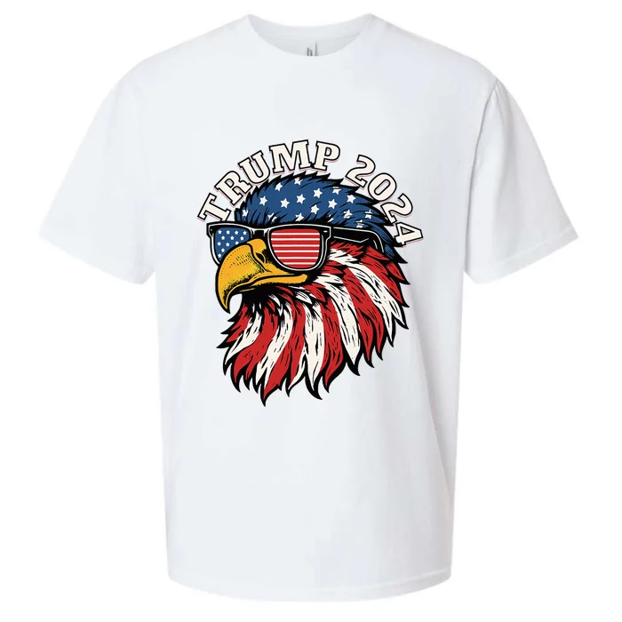 Trump 2024 Patriotic Eagle Sunglasses American Flag Sueded Cloud Jersey T-Shirt