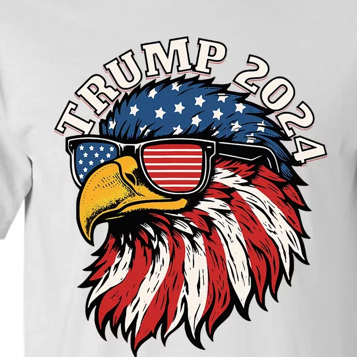 Trump 2024 Patriotic Eagle Sunglasses American Flag Tall T-Shirt