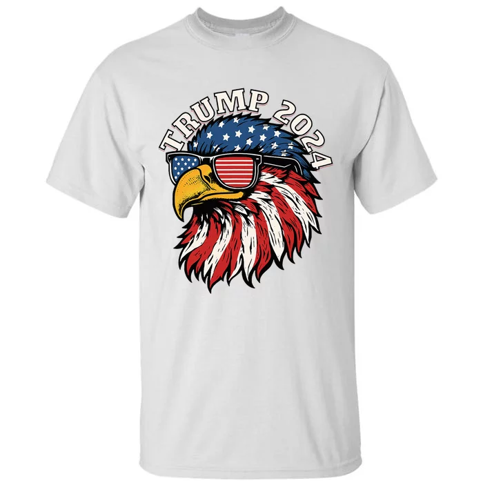 Trump 2024 Patriotic Eagle Sunglasses American Flag Tall T-Shirt