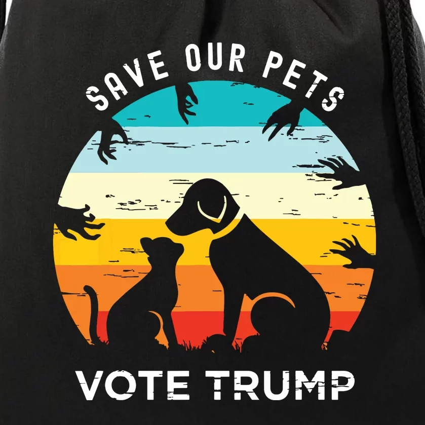 Trump 2024 President Save Our Pets Animals Dogs Cats Ducks Drawstring Bag