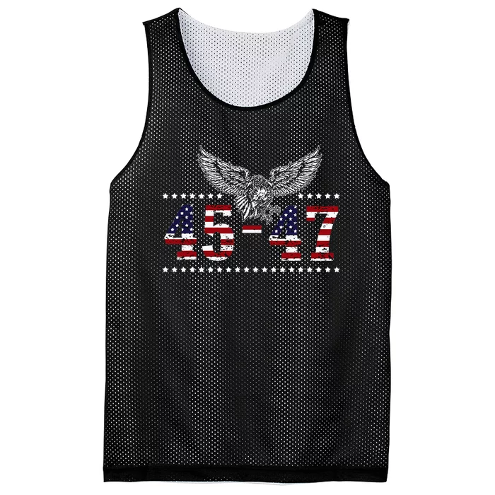 Trump 2024 President 45 And 47 American Flag Trump 2024 Mesh Reversible Basketball Jersey Tank