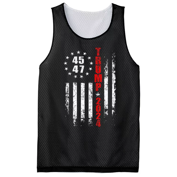 Trump 2024 President 45 47 Vintage American Flag Pro Trump Mesh Reversible Basketball Jersey Tank