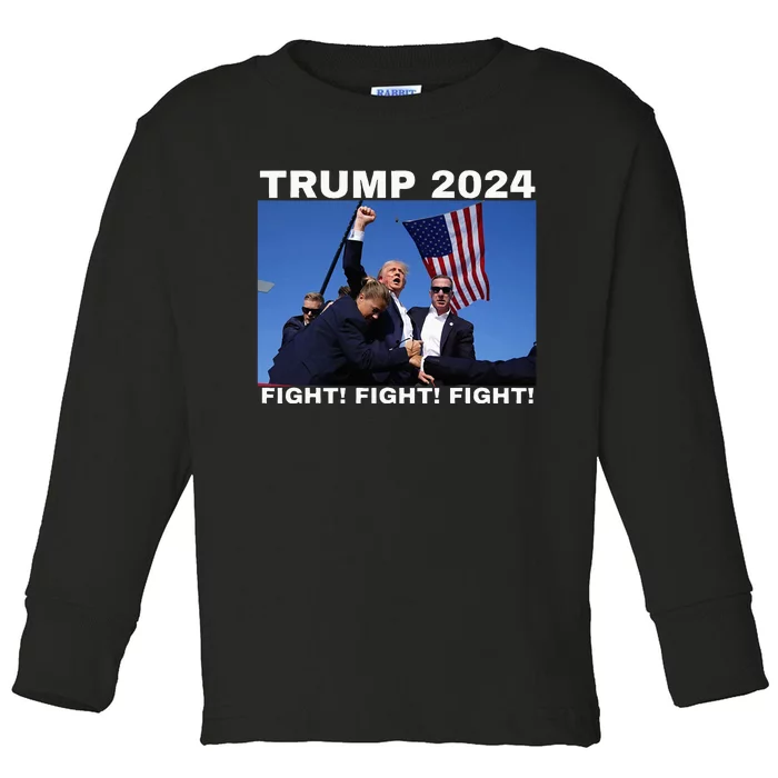 Trump 2024pennsylvania Rally Fight Fight Fight Toddler Long Sleeve Shirt