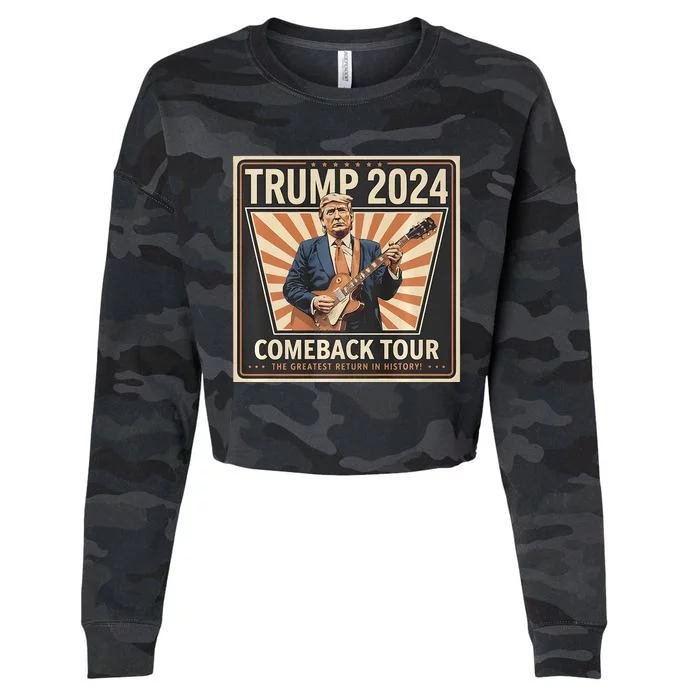 Trump 2024 Rocks Comeback T.O.U.R Inauguration Party Cropped Pullover Crew