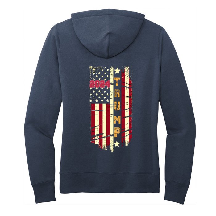 Trump 2024 Retro Flag Front And Back Front & Back Women's Pullover Hoodie