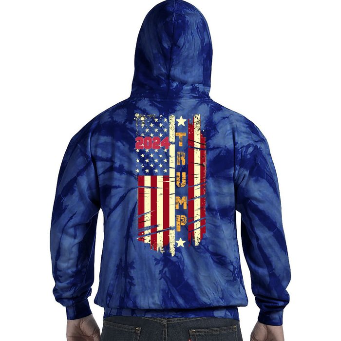 Trump 2024 Retro Flag Front And Back Front & Back Tie Dye Hoodie