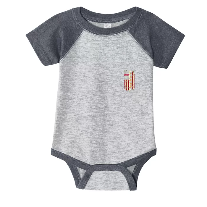 Trump 2024 Retro Flag Front And Back Front & Back Infant Baby Jersey Bodysuit