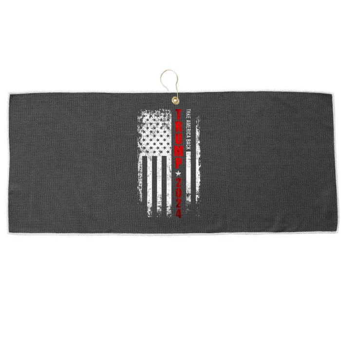 Trump 2024 Reclaiming America with Patriotic Flag Design Large Microfiber Waffle Golf Towel