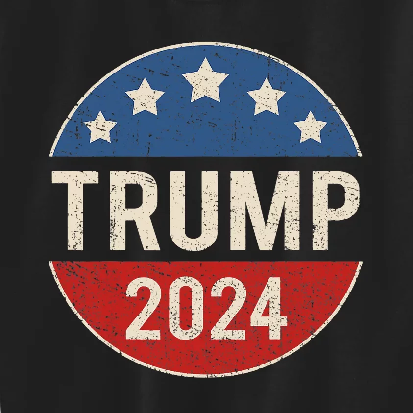 Trump 2024 Retro Campaign Button Re Elect President Trump Kids Sweatshirt