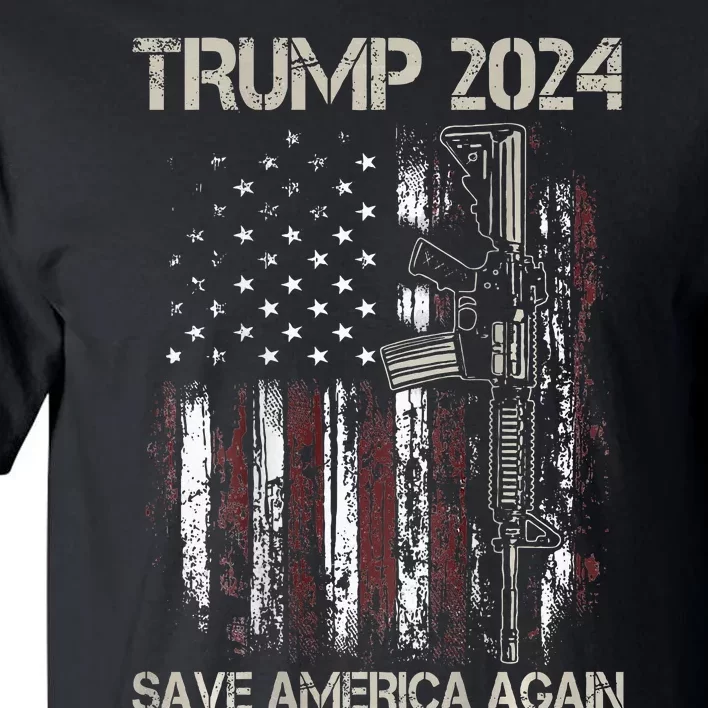 Trump 2024 Retro Campaign Button Re Elect President Trump Tall T-Shirt