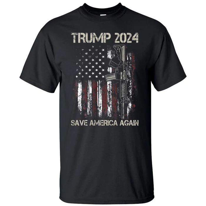 Trump 2024 Retro Campaign Button Re Elect President Trump Tall T-Shirt