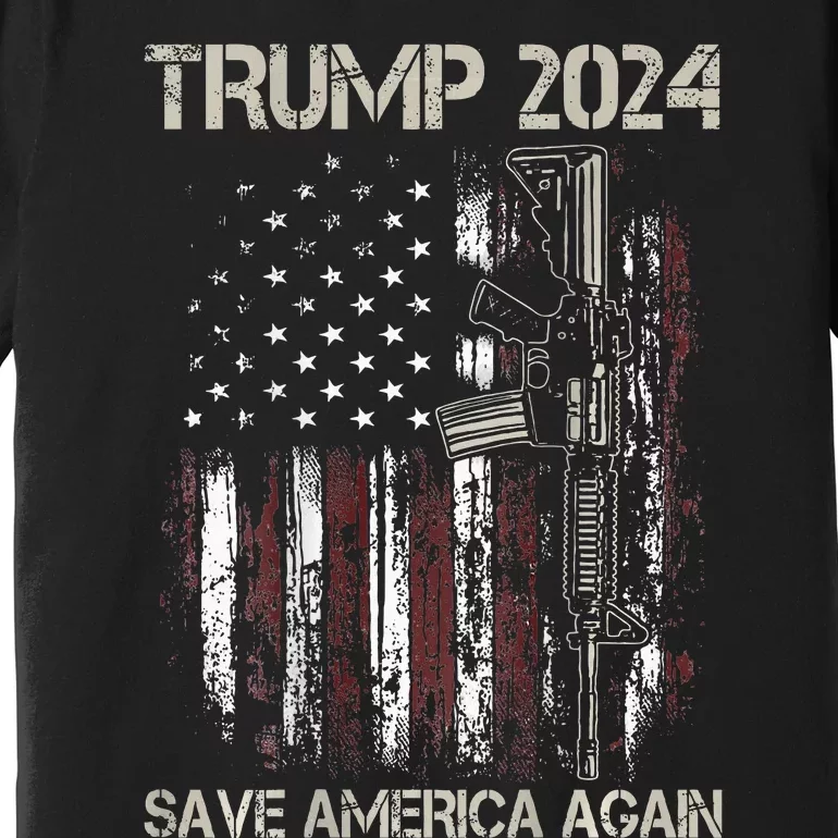 Trump 2024 Retro Campaign Button Re Elect President Trump Premium T-Shirt