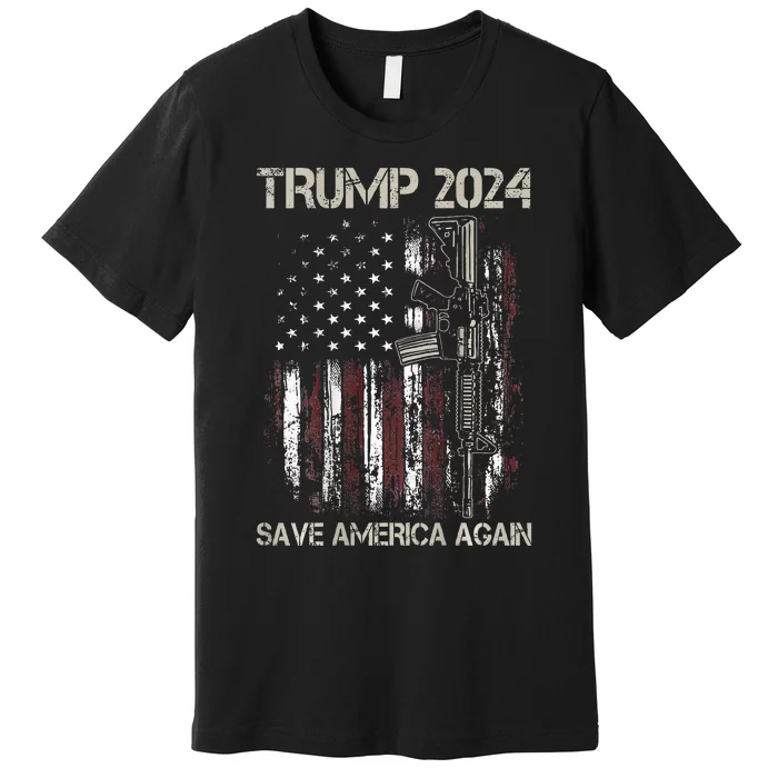 Trump 2024 Retro Campaign Button Re Elect President Trump Premium T-Shirt