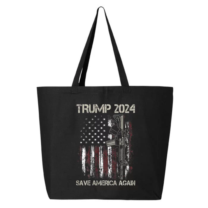 Trump 2024 Retro Campaign Button Re Elect President Trump 25L Jumbo Tote