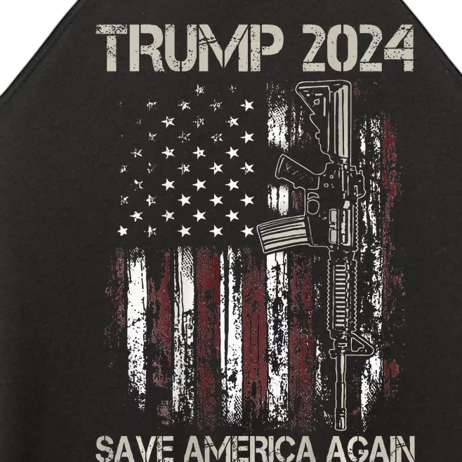 Trump 2024 Retro Campaign Button Re Elect President Trump Women’s Perfect Tri Rocker Tank