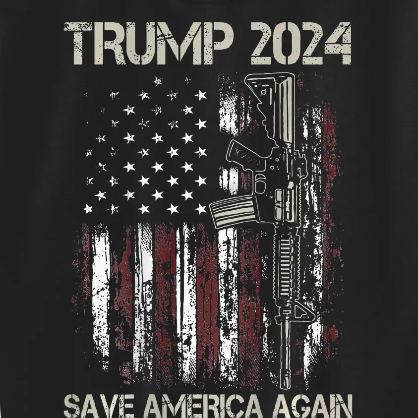 Trump 2024 Retro Campaign Button Re Elect President Trump Kids Sweatshirt