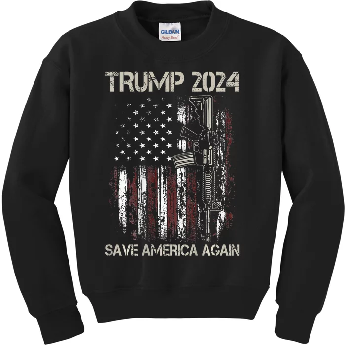 Trump 2024 Retro Campaign Button Re Elect President Trump Kids Sweatshirt