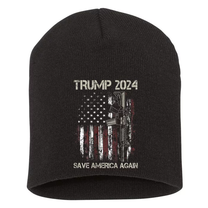 Trump 2024 Retro Campaign Button Re Elect President Trump Short Acrylic Beanie