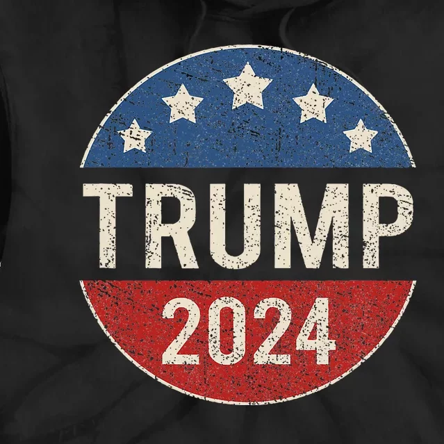 Trump 2024 Retro Campaign Button Re Elect President Trump Tie Dye Hoodie