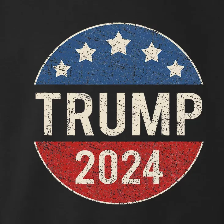 Trump 2024 Retro Campaign Button Re Elect President Trump Toddler Hoodie