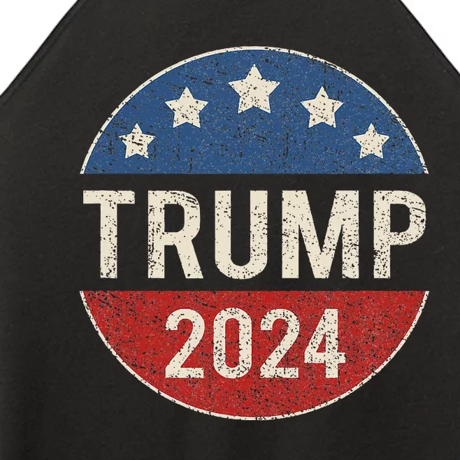 Trump 2024 Retro Campaign Button Re Elect President Trump Women’s Perfect Tri Rocker Tank