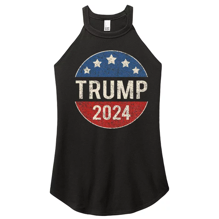 Trump 2024 Retro Campaign Button Re Elect President Trump Women’s Perfect Tri Rocker Tank