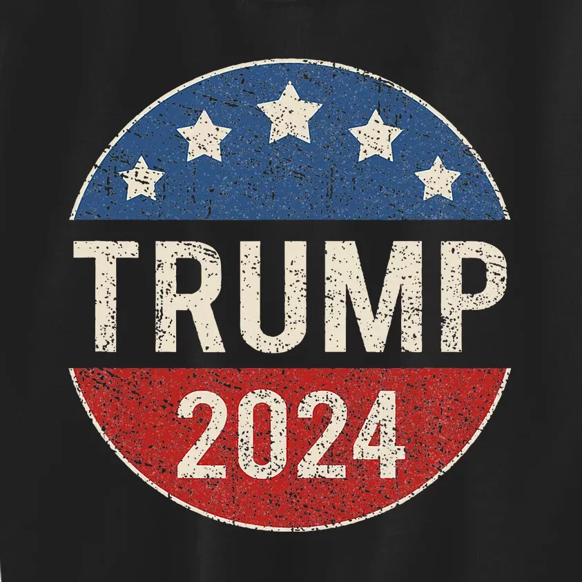 Trump 2024 Retro Campaign Button Re Elect President Trump Kids Sweatshirt