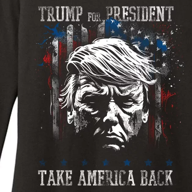 Trump 2024 Retro Take America Back Womens CVC Long Sleeve Shirt