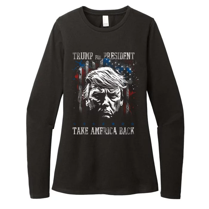 Trump 2024 Retro Take America Back Womens CVC Long Sleeve Shirt