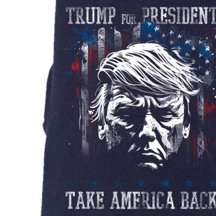 Trump 2024 Retro Take America Back Doggie 3-End Fleece Hoodie