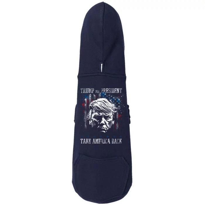 Trump 2024 Retro Take America Back Doggie 3-End Fleece Hoodie