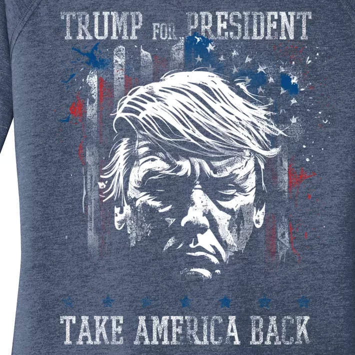 Trump 2024 Retro Take America Back Women's Perfect Tri Tunic Long Sleeve Shirt