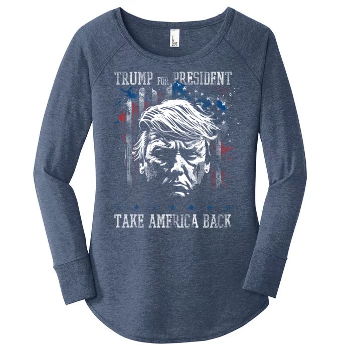 Trump 2024 Retro Take America Back Women's Perfect Tri Tunic Long Sleeve Shirt