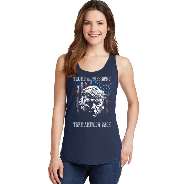 Trump 2024 Retro Take America Back Ladies Essential Tank