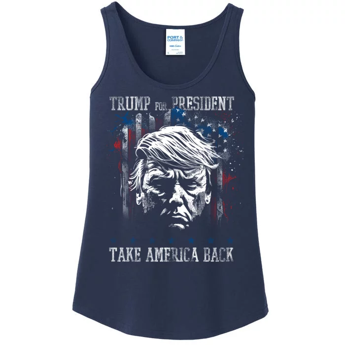 Trump 2024 Retro Take America Back Ladies Essential Tank