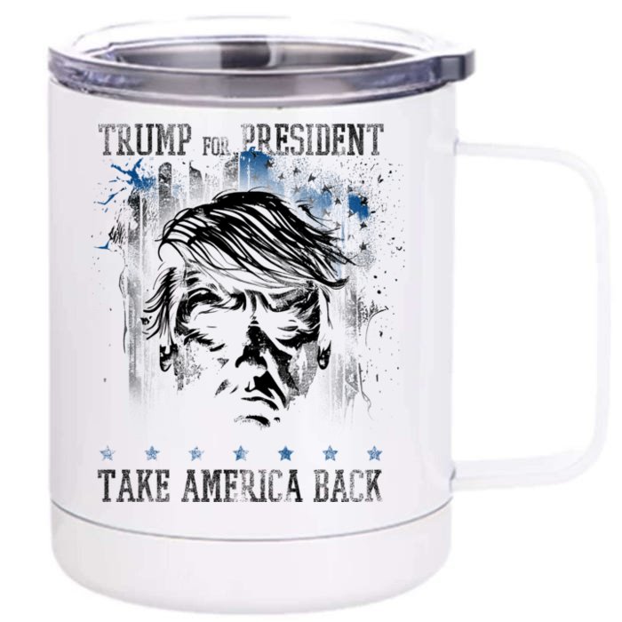 Trump 2024 Retro Take America Back Front & Back 12oz Stainless Steel Tumbler Cup