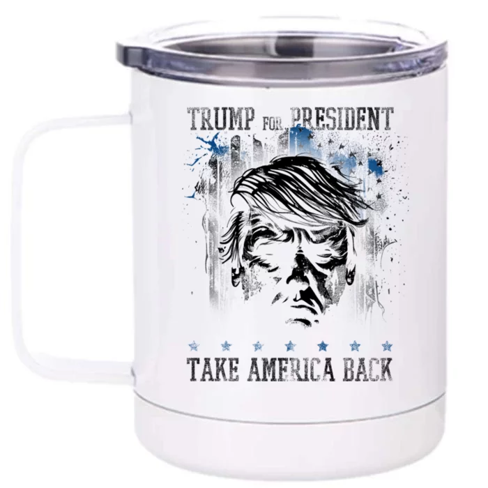 Trump 2024 Retro Take America Back Front & Back 12oz Stainless Steel Tumbler Cup