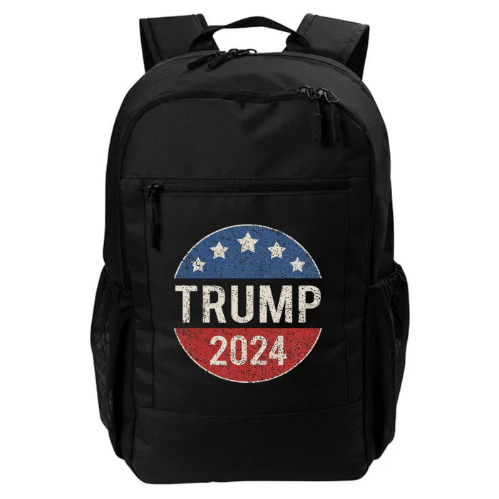 Trump 2024 Retro Campaign Button Re Elect President Daily Commute Backpack