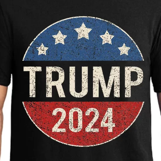 Trump 2024 Retro Campaign Button Re Elect President Trump Pajama Set