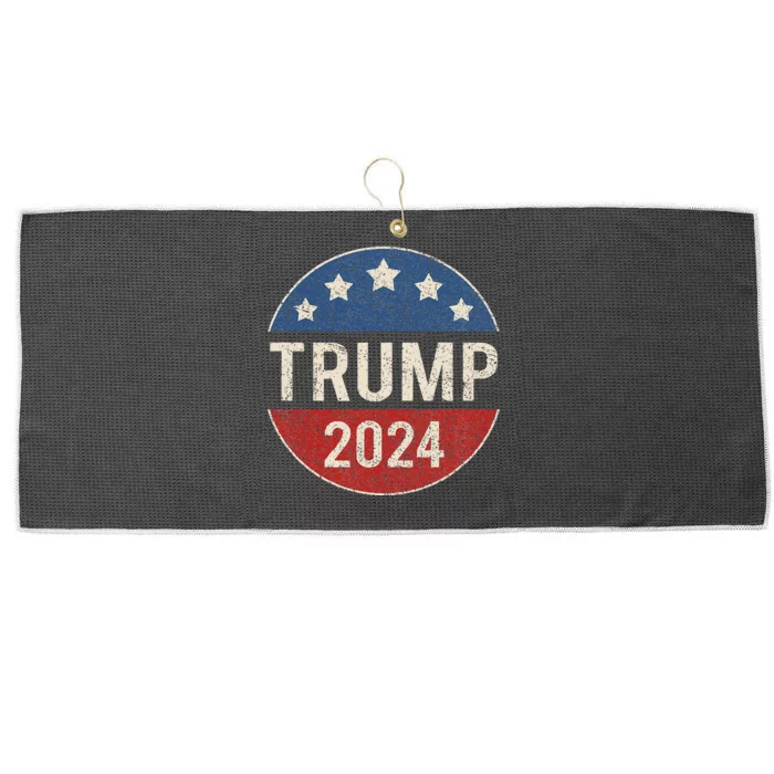 Trump 2024 Retro Campaign Button Re Elect President Trump Large Microfiber Waffle Golf Towel