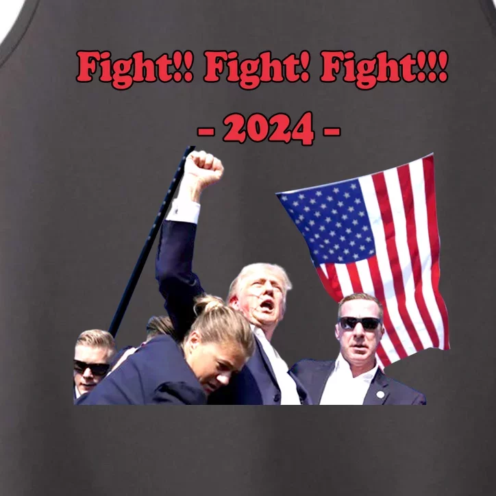 Trump 2024 Raise Fist Pump Shooting Bloody Rally Performance Tank