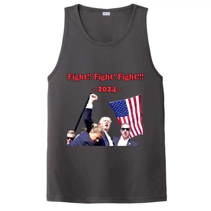 Trump 2024 Raise Fist Pump Shooting Bloody Rally Performance Tank