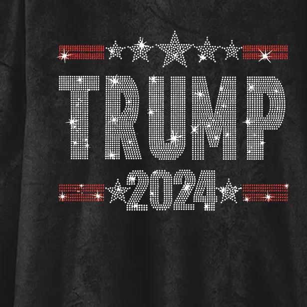 Trump 2024 Rhinestone Trump Rally Hooded Wearable Blanket