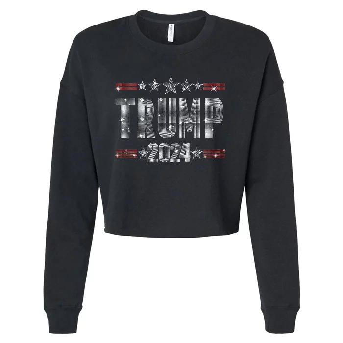 Trump 2024 Rhinestone Trump Rally Cropped Pullover Crew