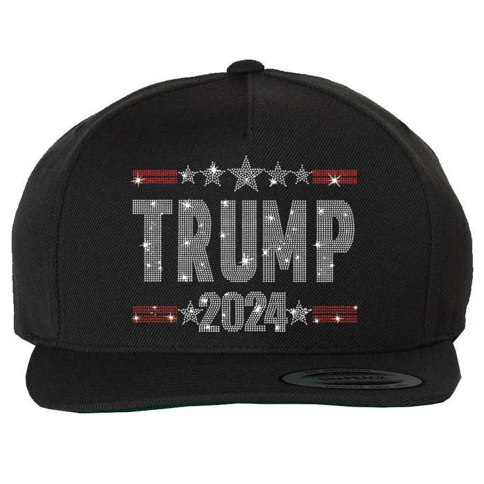 Trump 2024 Rhinestone Trump Rally Wool Snapback Cap